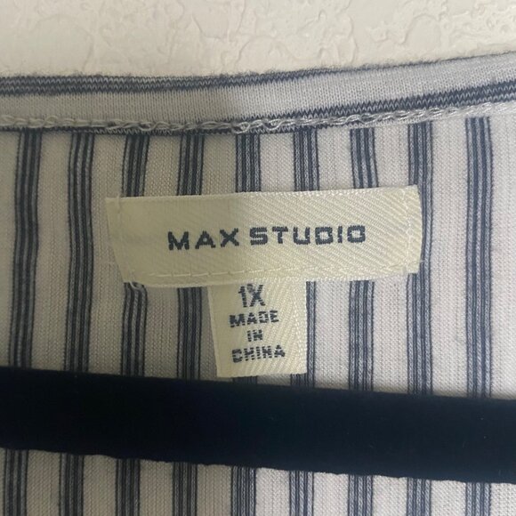 Max Studio Tunic Top Womens 1X Striped Long Sleeve - Picture 2 of 11